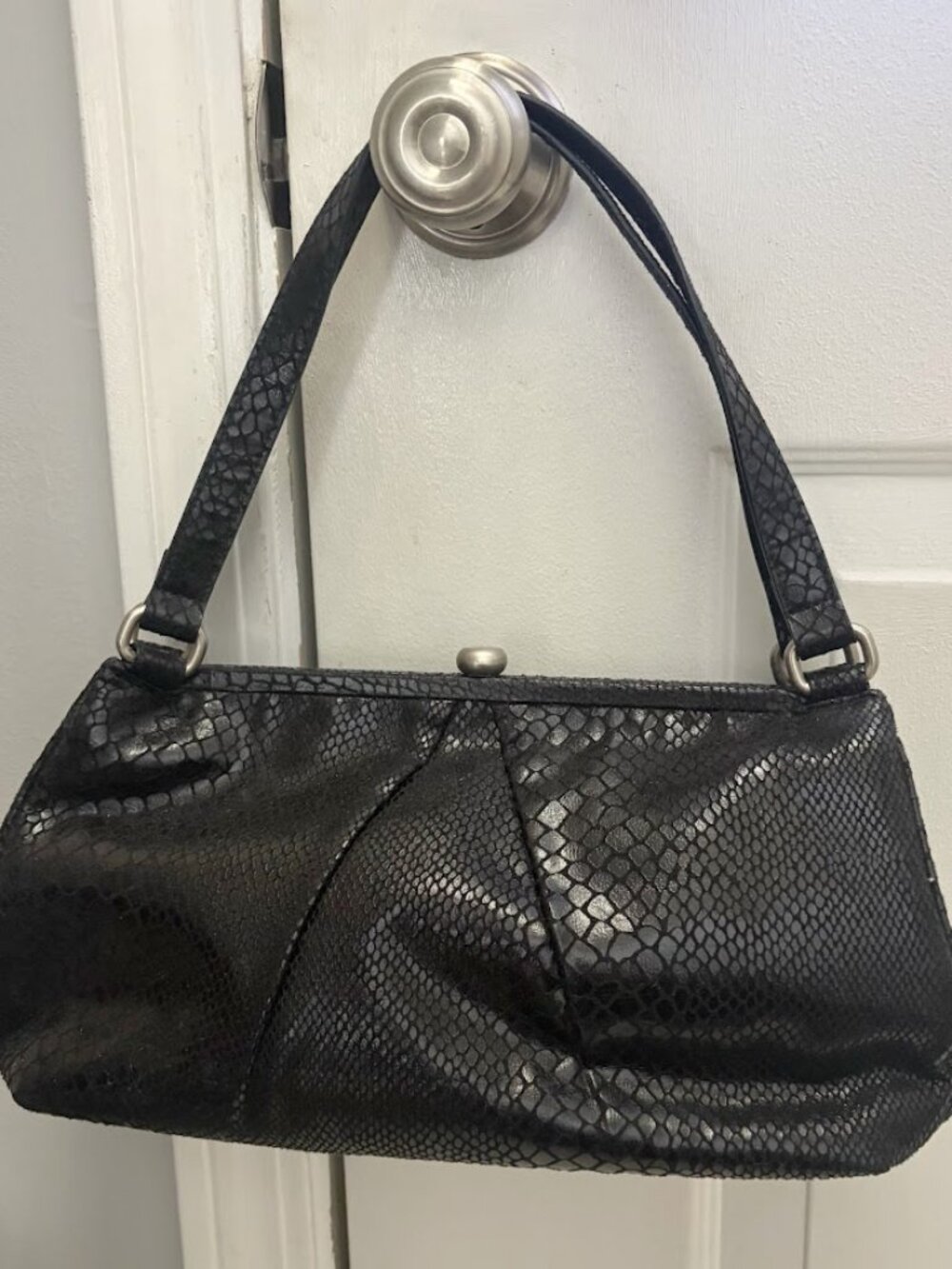 Adrianna Papell Retro Vintage Textured Leather Pleated Satchel Shoulder Purse
